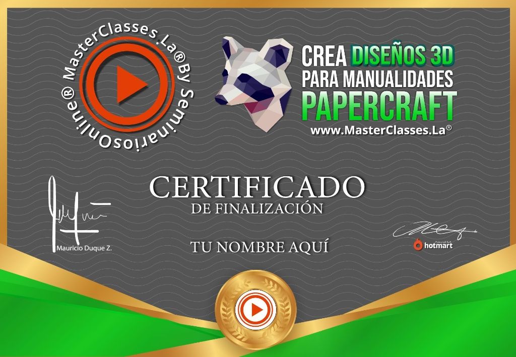 Certificado Crea Diseños 3D para Manualidades Papercraft