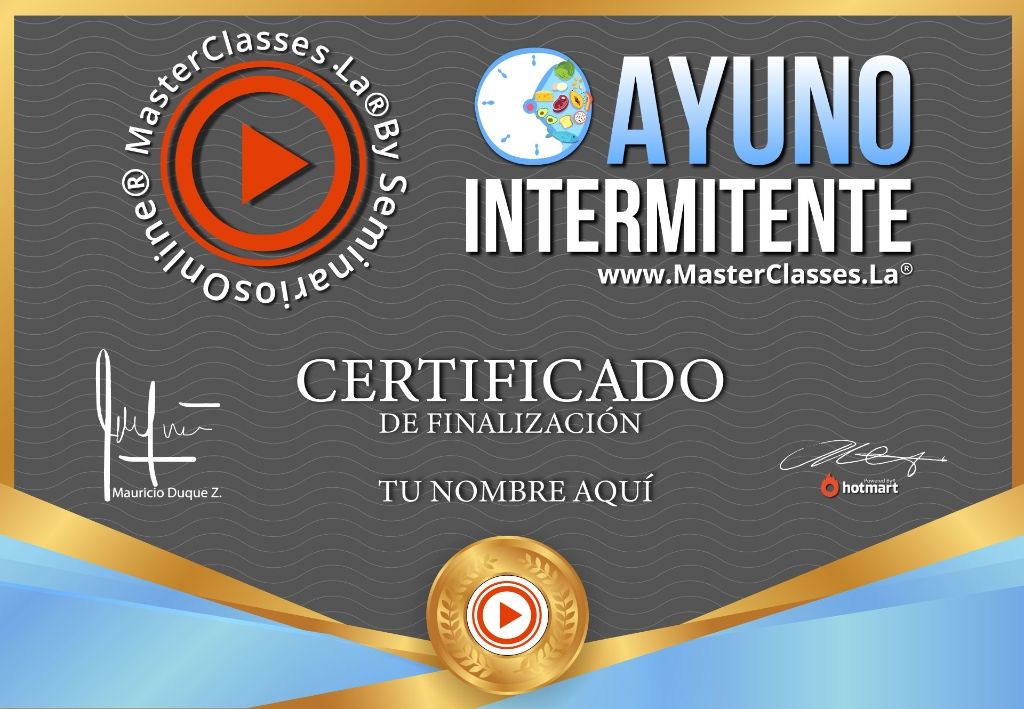 Curso Ayuno Intermitente online con acceso inmediato y certificado