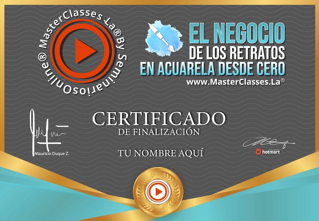 Certificado El Negocio de los Retratos en Acuarela desde Cero