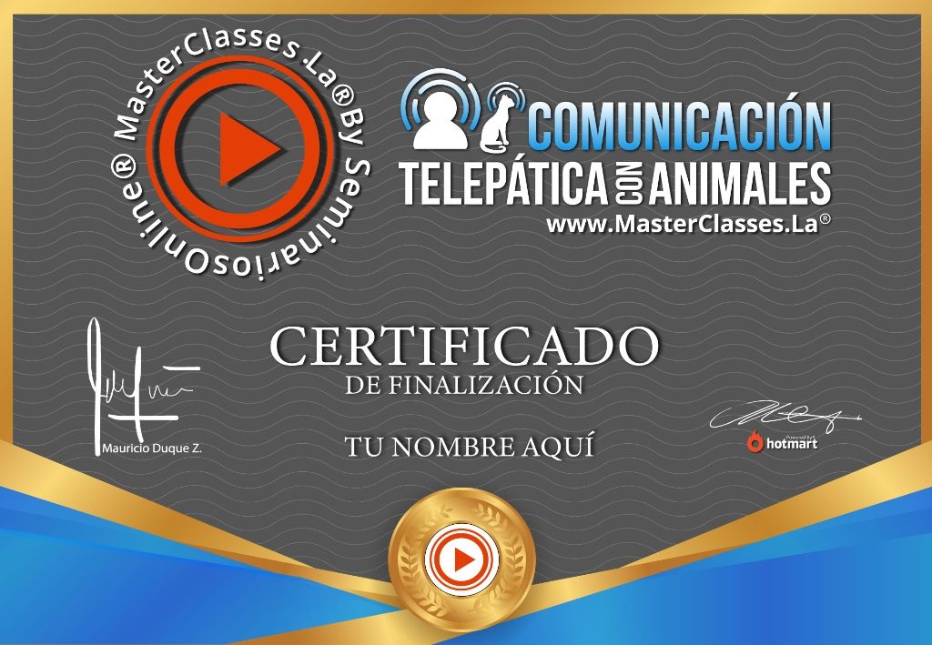 Certificado del Curso Comunicación Telepática con Animales.