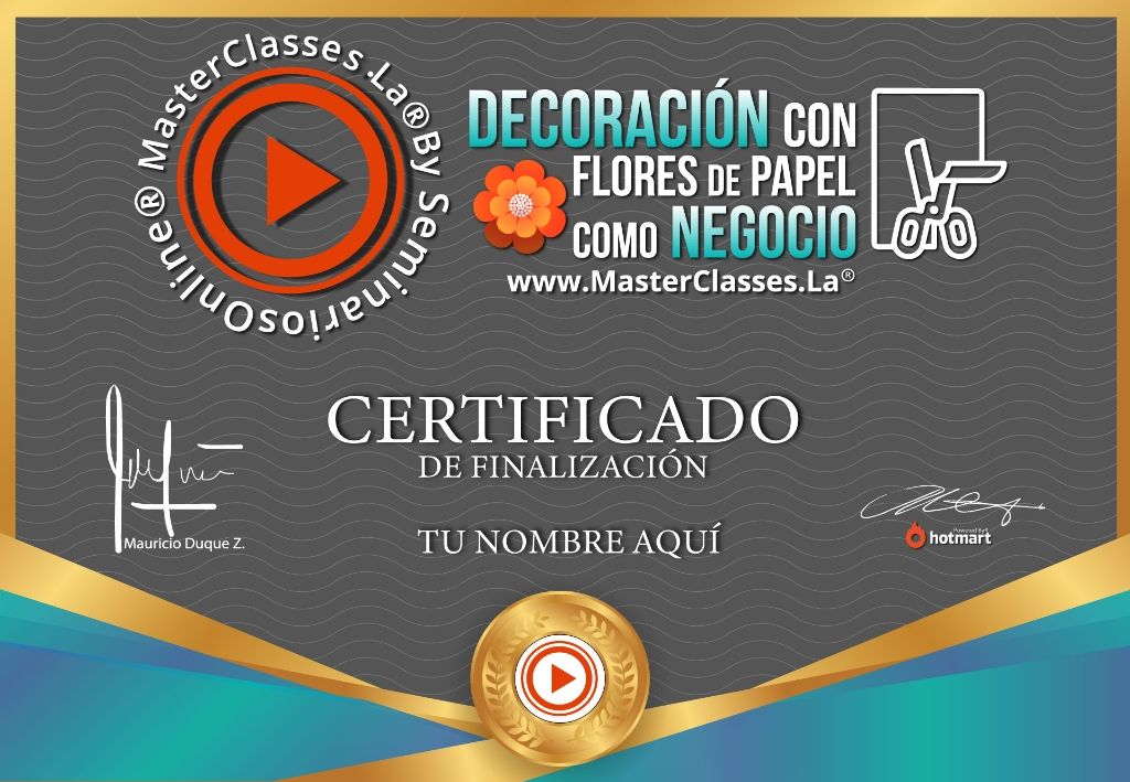 Certificado Decoración con Flores de Papel como Negocio