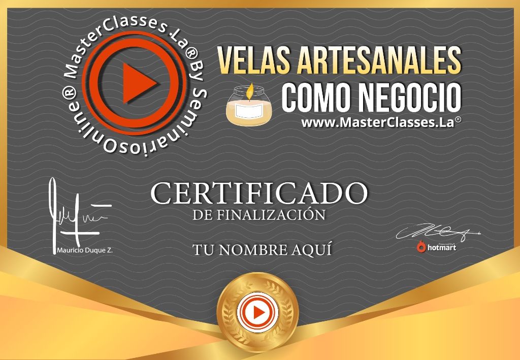 Certificado Velas Artesanales como Negocio