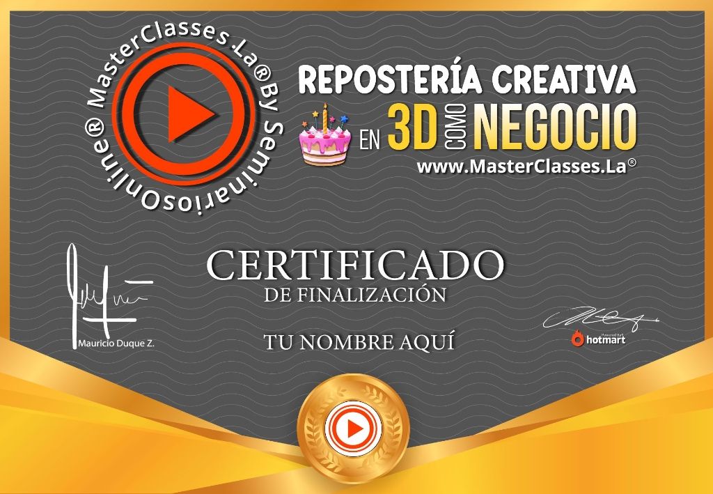 Certificado Repostería Creativa en 3D como Negocio