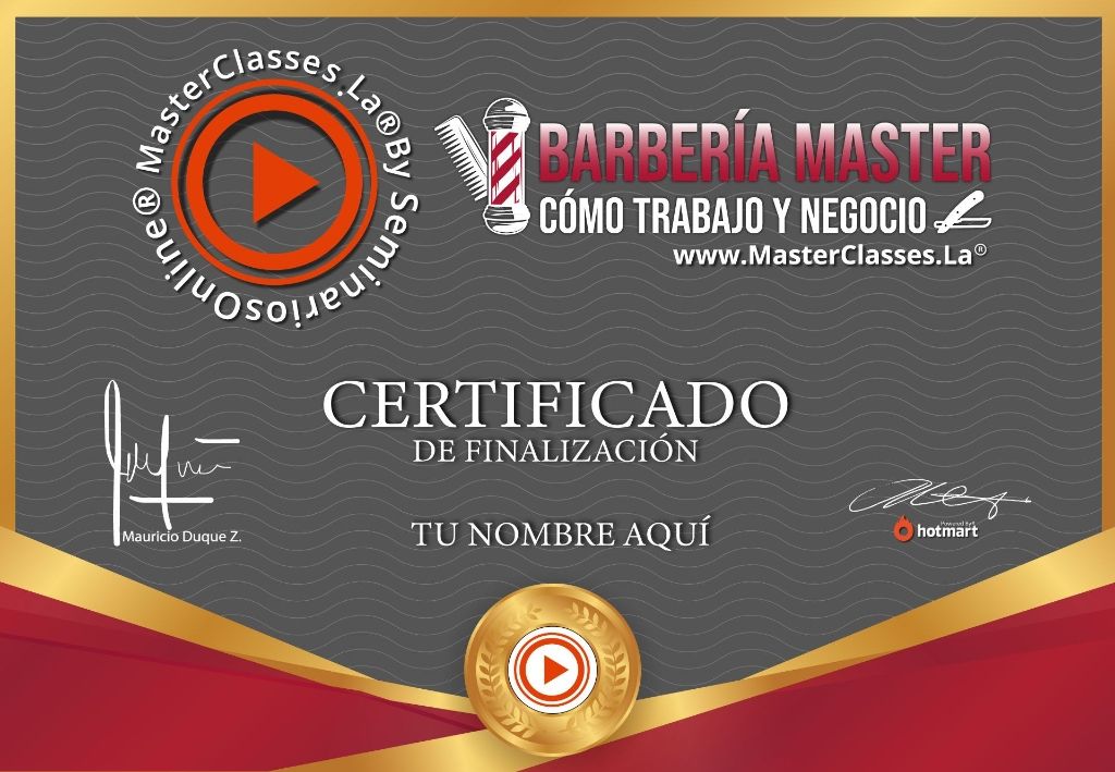 Certificado Barbería Master Como Trabajo y Negocio