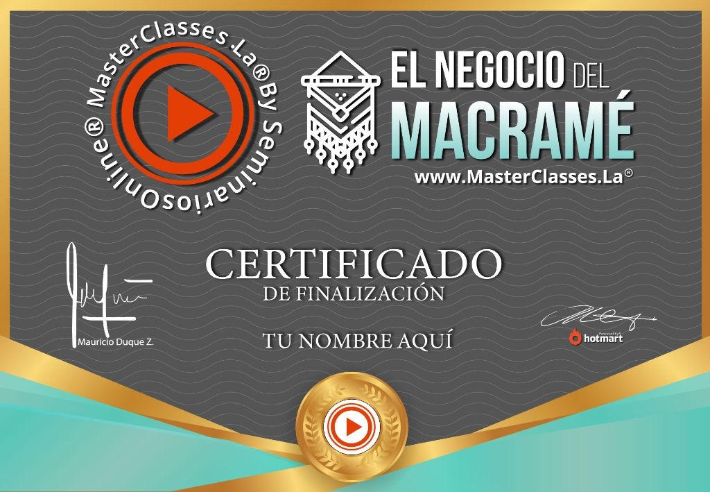 Certificado El Negocio del Macramé