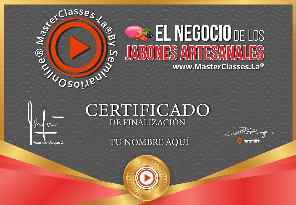 Certificado El Negocio de los Jabones Artesanales