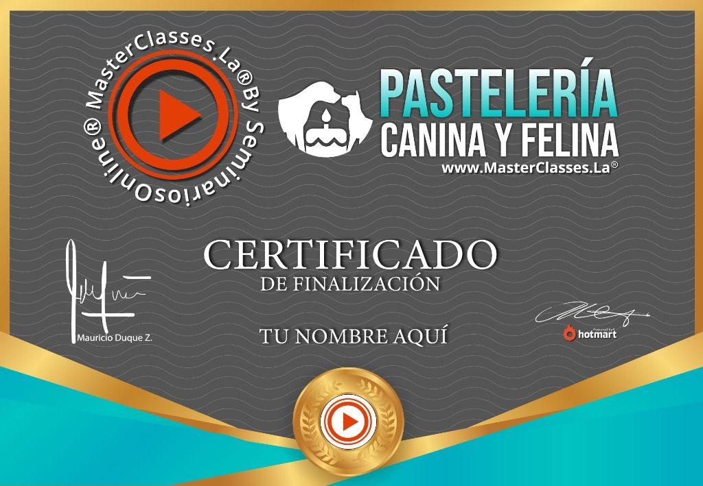 Certificado Curso de Pastelería Canina y Felina