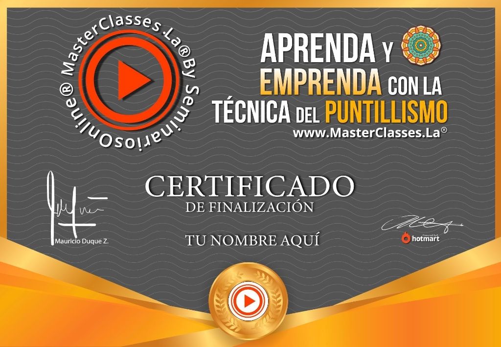 Certificado del Curso Aprenda y Emprenda con la Técnica del Puntillismo.