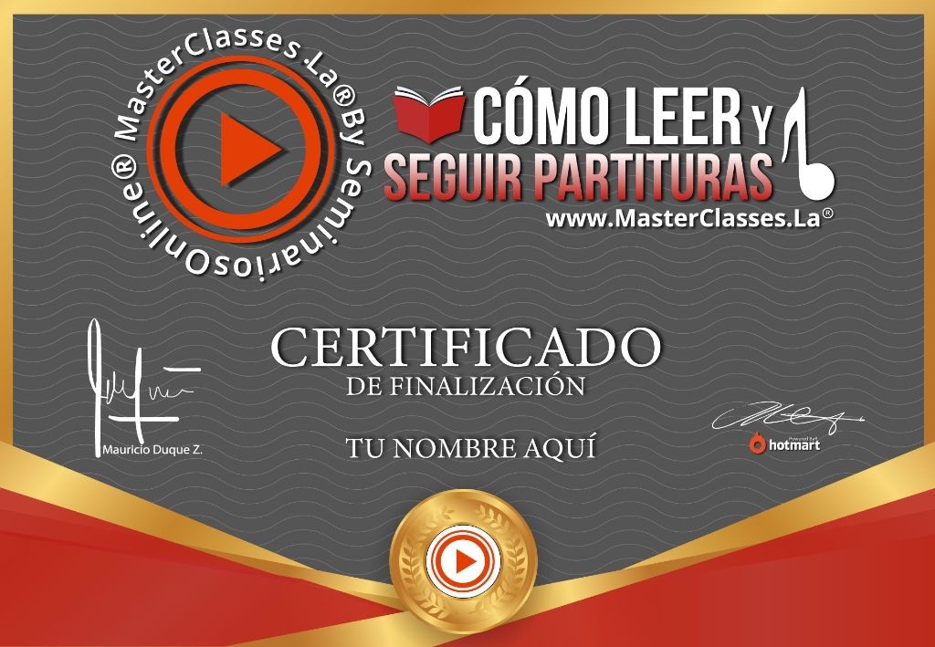 Certificado Como Leer y Seguir Partituras