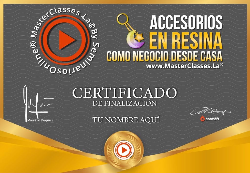 Certificado Accesorios en Resina como Negocio desde Casa