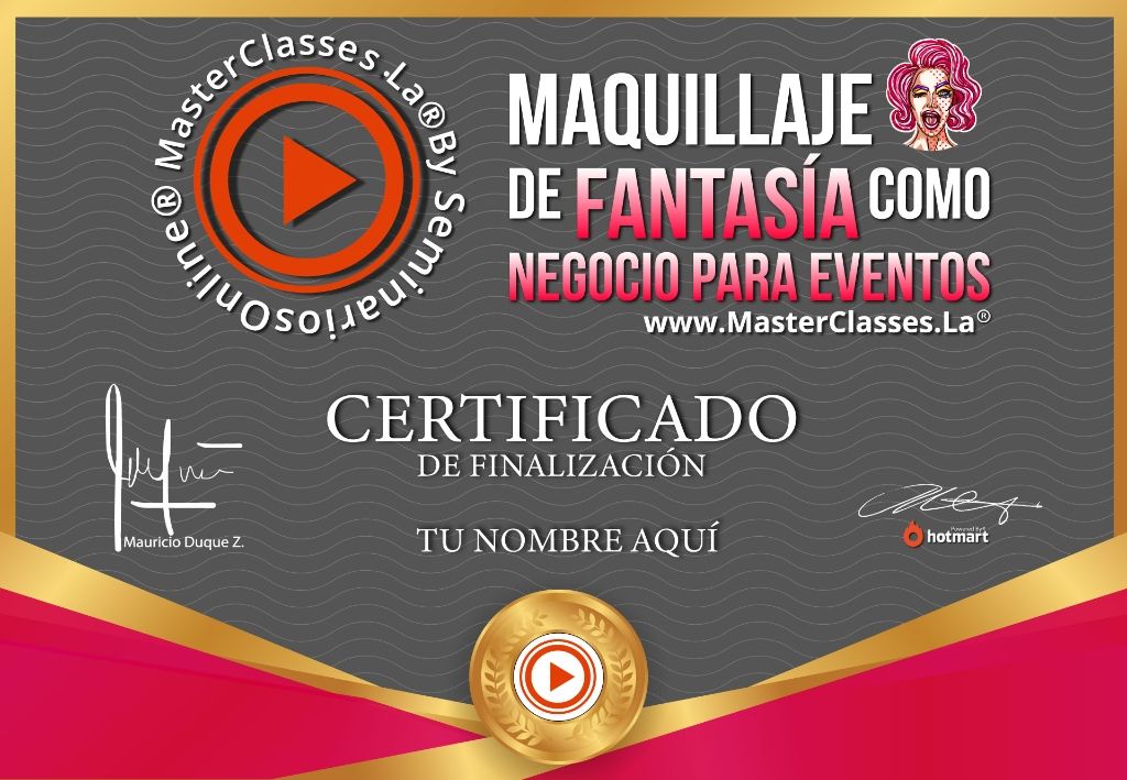 Certificado Maquillaje de Fantasía Como Negocio para Eventos